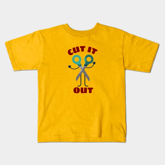 Cut It Out - Cute Scissor Pun Kids T-Shirt by Allthingspunny